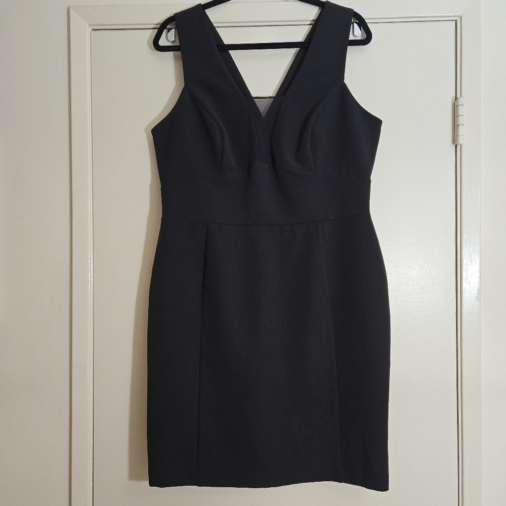 Harlyn Black Sleeveless Sheath Dress Plunging Sheer Neckline Size XL